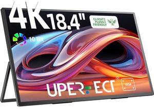 UPERFECT Portable Monitor 18.4-inch 4K 60HZ 10 Bit w/VESA & Stand 180deg Adjustable Ultra-Slim & Lightweight Frameless FHD FreeSync IPS HDR Gaming Display, Travel Second Monitor for Laptop