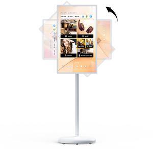 Eyoyo Portable Smart TV on Wheels - 32 Inch 1080P Rolling Mobile Touch Screen Monitor, Large Rolling TV, 13MP Camera, 6H Video Play Time, 6G RAM+128G ROM, Android OS, Voice Remote Control