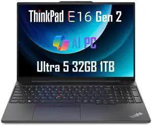 Lenovo ThinkPad E16 Gen 2 Business Laptop (16" FHD+ Anti-Glare, Intel Core Ultra 5 125U (> i7-1355U), 32GB DDR5 RAM, 1TB SSD) Fingerprint, Backlit, Webcam, Ethernet, Win 11 Pro, 2025 AI PC, Black