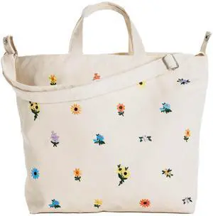 Horizontal Zip Duck Bag - Embroidered Ditsy Floral