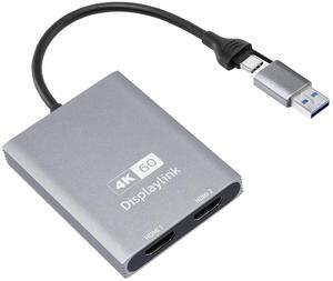 Bytecc USB-C to HDMI 4K60Hz Dual Monitor Adapter,DisplayLink Adapter Compatible with M1/M2/M3 MacBook, Windows, Android, Support Extended Mode, USB 3.0, HDCP (USB-C to HDMI Dual Monitor)