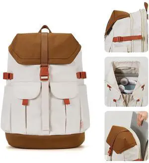aji Travel Laptop Backpack for Men Women, Large School Backpack Fit 17 Inch Laptop, Carry on Backpack for Airplanes, Water Resistant & Comfortable College Computer backpack (Chestnut Brown)
