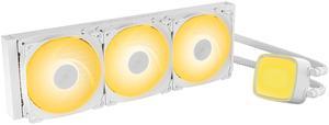 Geometric Future Eskimo Pro - 360mm AIO CPU Liquid Water Cooler- RGB PWM Squama 2501W Fan x 3- Fit Intel(r) LGA 1700, AMD(r)AM5 - White- (GEO-EP-36W)