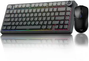 AULA Wireless Keyboard and Mouse Combo, F75 Pro Mechanical Keyboard, 75% Gasket Hot Swappable, SC580 Wireless Gaming Mouse, Black