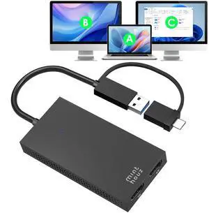 USB C to Dual HDMI Adapter - Universal Video Graphics Adapter for Thunderbolt 5/4/3, USB 4, USB-A/C, Mac and Windows, USB 3.0 to 4K@30Hz &1080p@60Hz HDMI Extender for Windows & MacBook M1/M2/M3/M4