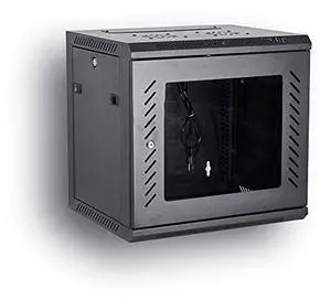 KENUCO 9U Wall Mount Rack Server Cabinet Data Network Enclosure 19-Inch Server Network Rack with Locking Glass Door 16-Inches Deep (Black 9U)