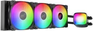 Geometric Future Eskimo Pro - 360mm AIO CPU Liquid Water Cooler- RGB PWM Squama 2501B Fan x 3- Fit Intel(r) LGA 1700, AMD(r)AM5 - Black- (GEO-EP-36B)