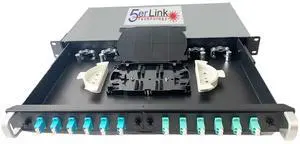 24 Strand 1U Fiber Optic Cable Rack Mount Enclosure with 12 LC Duplex Couplers for 19" Racks or Cabinets | Includes Splice Tray and Fusion Splice Sleeves 60mm Long (LC OM3 with Pigtails)