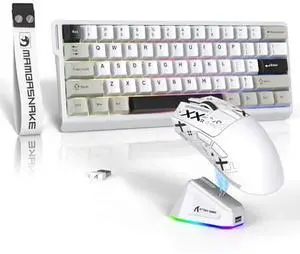 ATTACK SHARK X11 Mouse and X60 HE Keyboard Wireless Gaming Combo,Magnetic Switch,8K Polling Rate,Hall Effect,Rapid Trigger,PAW3311 Optical Sensor,22K DPI,Lightweight-White
