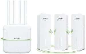 3PCS Gigabit Wireless Bridge Kit, 3KM 5.8G Point to 2 Point Outdoor CPE, CPE662 Long Range WiFi Bridges+Adalov 5378 Mbps WiFi 6 Outdoor Access Point, Dual Band Wireless Outdoor AP 500M Long Range