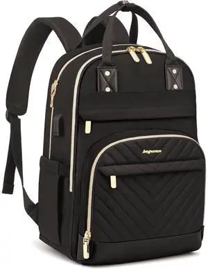 bagswan Backpack for Women laptop Bag - Laptop Backpack with USB Charger Travel Business Computer Backpack for Teacher Casual Waterproof Bookbag for Nurses BLACK