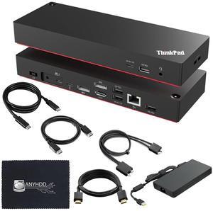 40B00300US Docking Station USB C Bundle - 1 Year Warranty, Thinkpad Thunderbolt 4 Dock with 300W AC Adapter + HDMI Cable + DisplayPort Cable + Thunderbolt Cable + Microfiber Cloth