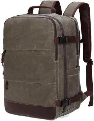 BOVIP Travel Backpack for Men Carry On Backpack Flight Approved Personal Item Backpack, 18.4 inch Laptop Backpack Casual Daypack Weekender Business Hiking Backpack, Light Green