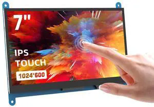 APROTII 7 inch RasPi Screen, 1024x600 IPS 5-Points Capacitive Touchscreen RasPi Monitor 7" HDMI LCD Display Compatible with RasPi 4 3 2 1 B B+ A+, Windows 10/8/7, Drive Free