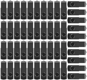 AreTop 50 Pack 4GB Bulk Flash Drive USB 2.0 Thumb Drive Pen Drives Swivel Jump Drives Memory Stick Bulk USB Stick (50 Pack 4GB, Black)