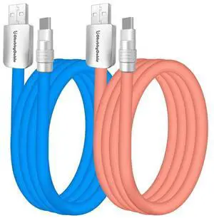 chubbycable Couple Chubby - 2-Pack 240W USB C Cable Extra Thick Silicone Fast Charging Cable Compatible with iPhone 16/15 Series iPad Galaxy Series, Blue+Pink, USB-A to Type-C, 16.4FT