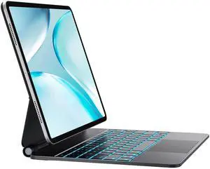 CHESONA for iPad Air 13 Inch Case with Keyboard (M2 2024/M3 2025), Multi-Touch Trackpad with 7 Color Backlit, Floating Cantilever Stand Wireless Keyboard for iPad Pro 12.9 6th/5th/4th/3rd Gen, Black