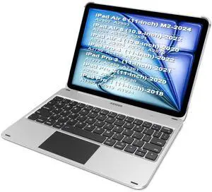 Arteck iPad Air 2024 11-inch/Air 10.9-inch/Pro 2022 Keyboard Case with Trackpad, Bluetooth Keyboard with Folio Full Protection Case and Touchpad for Apple iPad Air 2024 11inch with Swivel Rotating