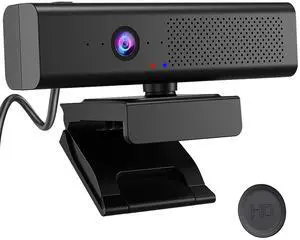 CofunKool Full 1080P HD 3-in-1 Webcam: Camera and Speaker for Desktop Computer with Built-in 4 Microphones, External USB Web Cam with Magnetic Privacy Cover and Mute for Laptop, Streaming, Conference