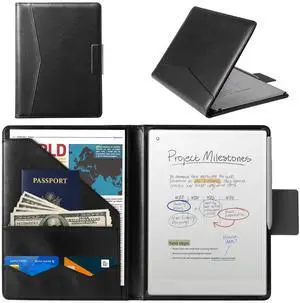 CoBak Premium PU Leather Case for Remarkable Paper Pro 11.8" (2024) - Slim Magnetic Back Cover with Auto Sleep/Wake, Folder Design, Magnetic Pen Holder Strap, Black, Gift Box Set