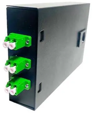 Fiber Optic Wall Mount Box with LC Couplers for Single Mode & Multimode Fiber Optic Cable. | Fiber Box Enclosure for MPOE's, Network Rooms, and IDF Rooms. (LC 6 Strand APC)
