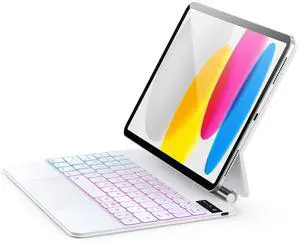 For iPad (A16) 11th &10th generation Case with Keyboard,Backlight Multi-Touch Trackpad for iPad 11th Gen 2025 11 inch&10th Gen 2022 10.9 inch, Magic-Style with Floating Cantilever Stand,T-White