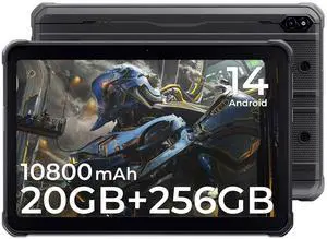 HOTWAV R10 Pro 2025 Rugged Tablet Android 14-10.1 Inch HD+ 10800mAh Waterproof Tablet, 20GB RAM+256GB ROM/1TB TF Outdoor Tablets, 13MP+5MP Camera Octa-Core IP68&IP69K/4G-LTE/5G WiFi/Face ID/GPS/OTG