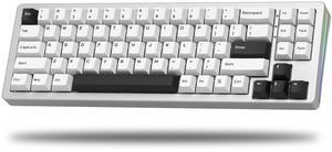 Womier SK71 75% Gaming Keyboard, Aluminum Alloy Shell Wireless Mechanical Creamy Keyboard Bluetooth/2.4G/Wired Hot Swappable Key Board Pre-lubed Switches, Gasket Mounted RGB for Mac/Win (Silver)