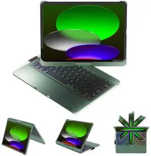 BABG Keyboard Case for iPad 10th Generation&iPad 11th(A16,2025),iPad Air 11/iPad Pro 11 inch Keyboard&iPad Air 5th/Air 4th Keyboard, 360degSwivel,7 Use Modes,Backlight,Large Battery-Green