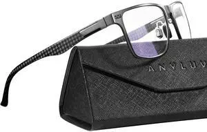 ANYLUV Al-Mg Metal Blue Light Glasses + Carbon Fiber Temple Glasses