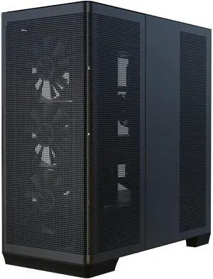 APNX C1-R Mid-Tower ATX High Airflow PC Case, 4x120mm Black Fans, 11 Fan Slots, 360mm Radiator Support, ASUS/MSI Back-Connect Motherboard Support, Tempered Glass Panel, Cable Management, Type-C, Black
