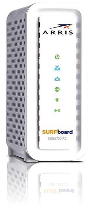 ARRIS SURFboard (8x4) Docsis 3.0 Cable Modem Plus AC1600 Dual Band Wi-Fi Router, Certified for Comcast Xfinity, Spectrum, Cox & More (SBG6700AC), White, Max Download Speed: 343 Mbps