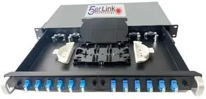 24 Strand 1U Fiber Optic Cable Rack Mount Enclosure with 12 LC Duplex Couplers for 19" Racks | Includes Splice Tray and Fusion Splice Sleeves 60mm Long | Fiber Optic Box (LC OS1 with Pigtails)