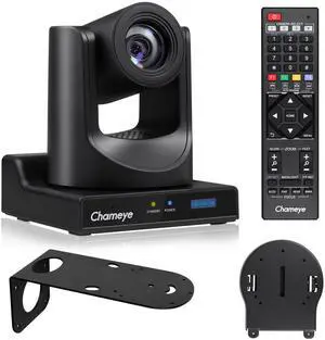 Chameye HDMI PTZ Camera 20x Optical Zoom AI Auto Tracking PTZ Camera with LCD Display, HDMI 3G-SDI IP 1080P 60fps PoE Live Streaming for Church Worship Education Events, C720 Black