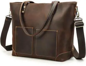 CataPurus Top Grain Leather 14.2" Laptop Tote Bag Briefcase for Man & Woman, Retro Design & Adjustable Strap, Fits to 14.2" MacBook Pro/Air, Messenger Bag Handbag for Office/Travel, Coffee 14.2 Inch CataPurus Top Grain Leather 14.2" Laptop Tote Bag Briefcase for Man & Woman, Retro Design & Adjustable Strap, Fits to 14.2" MacBook Pro/Air, Messenger Bag Handbag for Office/Travel, Coffee 14.2 Inch