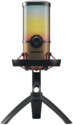 Cherry UM 9.0 PRO RGB, USB Microphone with RGB Lighting, for Gaming, Streaming, ASMR, 4 Directional Patterns, Compatible with PC/Mac/PS4/PS5, Copper/Black