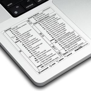Afterplug Mac OS Keyboard Shortcuts Sticker, 50+ Shortcuts for 13-16 inch MacBook Pro & Air (Sky Blue, Space Gray, Silver & Starlight Only), Residue-Free Vinyl, Clear with Black Text, 100-Pack