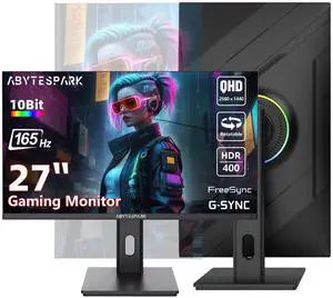 Gaming Monitor 27 Inch 2K 2560 x1440 Can be liftable rotated IPS Computer Monitor, 144-165Hz,1ms, HDR 400,95% DCI-P3,Speaker, G-SYNC And Free-sync Compatible, VESA Mountable, DisplayPort 1.4*2, HDMl