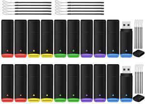 AGECASH Fat32 USB Flash Drive 20 Pack 8GB Bulk USB 2.0 Flash Drives Thumb Drive 20Pack Memory Stick Jump Drives Multipack Zip Drive for Data Storage and Backup (Multicolor, 8GB)