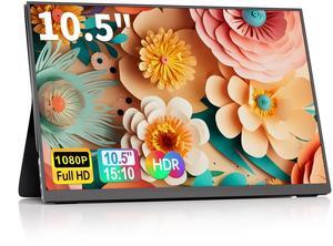 10.5''Portable Monitor for latop ,2K FHD 60HZ Laptop Monitor Screen,USB-C and HDMI Inputs, Ultra-Slim IPS Panel with HDR and Premium Smart Cover & Speakers for Laptop,PC,Phone,PS4/5,Switch,Mac,Xbox