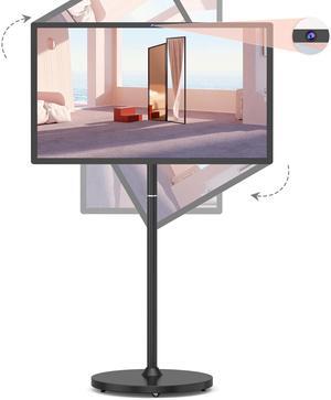 32-Inch Portable Touchscreen Monitor with 4K Webcam, Android 13 OS, 8GB RAM, 128GB Storage, TV on Wheels with Swivel Rotation, Built-in Battery for 8-10 Hours, Rolling TV with Remote Control Black