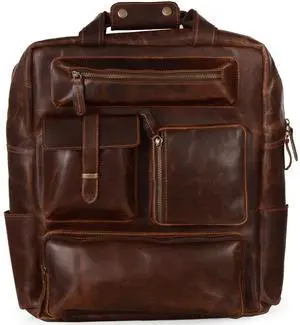 Handmade Genuine Leather Backpack for Men, Brown Vintage Laptop Bag, Work & Travel Rucksack Backpack Unisex