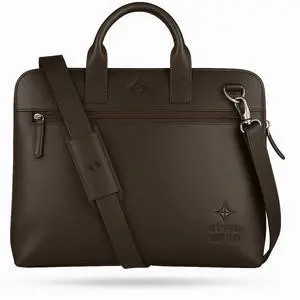 Cuero Estilo Leather Laptop Bag - Handcrafted Floater Leather, Compact & Stylish for Business, Office & Travel - Durable with Laptop Sleeve, Trolley Strap & Multiple Compartments.
