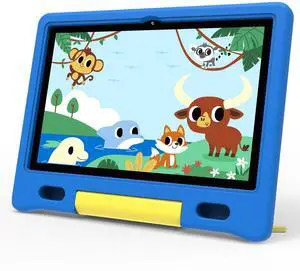 ApoloSign Kids Tablet, 10.1 inch Android 13 Tablet for Kids, 8-hr Battery, Educational Games, Parental Control, Wi-Fi, BT5.0, Pre-Installed Apps, with Case (Blue)