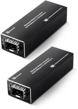 Atroodac Mini A Pair of Gigabit Fiber Media Converter Plug and Play Fiber to Ethernet 10/100/1000Base-Tx RJ45 to 100/1000BASE-SX SFP Slot Compact Ethernet Converter Support POE Power