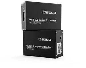 SZBJ USB Extender Over RJ45 Cat5E/6 up to 230ft Ethernet Cable Extender with Power Adapter with 2 USB2.0 Output - Full USB 2.0 Support for Keyboard, Dongle,Mouse, Webcam, and All Operating System 102