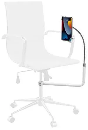 CTA Digital Universal Stand for Desk Chairs w/Clamp & Gooseneck 10th Gen 10.9" Mini-iPad Pro-Galaxy Tab S2 & Other 7-13-Inch Tablets, White