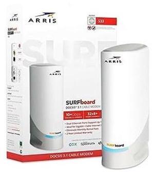 Surfboard S33 DOCSIS 3.1 Multi-Gigabit Cable Modem with 2.5 Gbps Ethernet Port, Approved for Cox, Xfinity, Spectrum & Others.