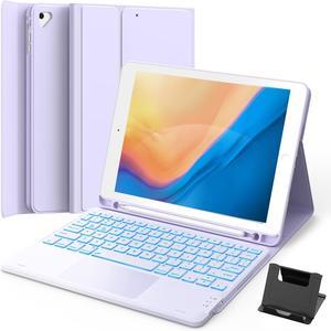GreenLaw Keyboard case for iPad 9.7 inch, iPad 6th Gen (2018), iPad 5th Gen (2017), iPad Air 2 (2014), 7 Color Backlit, Support 2 BT Devices, Touchpad Keyboard iPad Pro 9.7, Purple