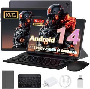 GOTOWOD 2025 Upgraded Android 14 Tablet 10 inch Tablet PC 19GB+256GB+1TB Expand, 1280x800 IPS HD creen, 5MP Dual Camera, 6000mAh Battery Powerful Performance Tablets 2025, GMS, WiFi (Dark Gray)